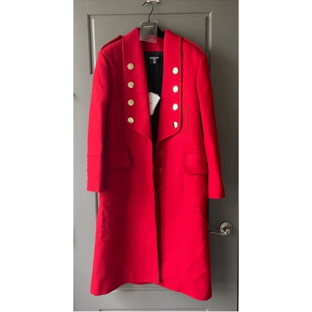 Balmain shawl lapel wool oversized coat size 38